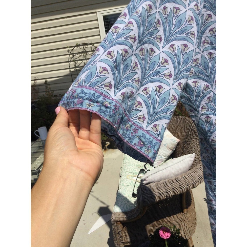 World market womens kimono OS blue floral boho beachy vacay swim coverup layers - Picture 6 of 9